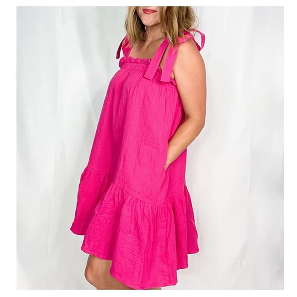 Ruffled Pink Mini Dress - Picture 2 of 3